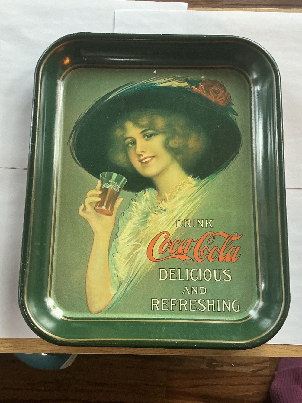 Coca Cola Serving Tray Featuring The Hamilton King Girl Artwork, 1972 edition.